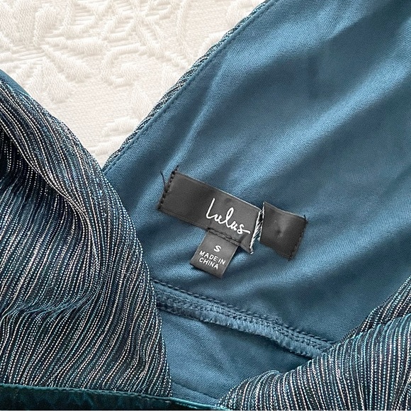 NWOT Lulus Smokeshow Teal Metallic Mini Dress Small - Picture 8 of 10